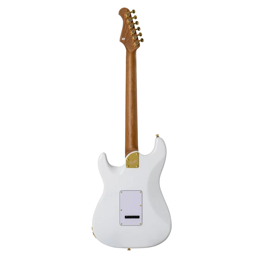 GST White Edition 0003 <p style="text-align: left;">The Gusta GST White Edition is a stylish and versatile electric guitar designed to offer players a premium playing experience. Featuring a stunning Arctic White finish and premium gold hardware, this guitar is a true showstopper, both in looks and performance.</p>